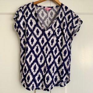 Lilly Pulitzer Duval Notch Neckline Linen Top